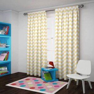 Brand New Eclipse Wavy Yellow Chevron Curtains, 42"x84", 2 Pack.